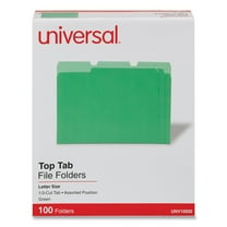 Universal UNV10502 1/3-Cut Tabs Deluxe Colored Top Tab File Folders - Letter Size, Green/Light Green (100/Box)