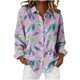 thumbnail image 1 of Camisetas de Cuello en V de Manga Larga para Mujeres con Estampado Navideño, Blusa Casual Delantera con Botón para Uso Diario, 1 of 9