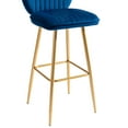 thumbnail image 6 of Modern Velvet Bar Stools, Accent Upholstered Chairs, Low Back Barstool, Pub Height Home Bar Dining Chairs, Counter Stools Tufted Back Kitchen Island Chairs with Gold Legs and Footrest, Navy, 6 of 7