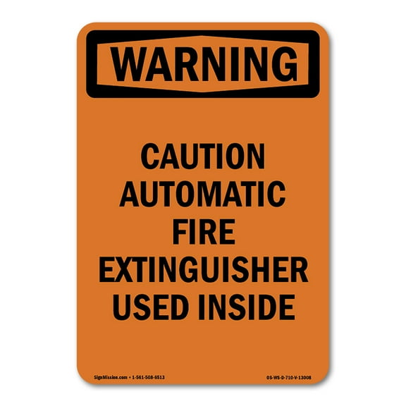 OSHA WARNING Sign - Caution Automatic Fire Extinguisher | Decal | Protect Your Business, Construction Site, Warehouse & Shop Area | Made in the USA