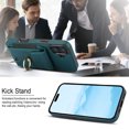 thumbnail image 4 of Premium PU Leather for iPhone 16 Card Slots Wallet Back Case, Classic with Ring Kickstand Magnetic Button Stylish Drop Protection Phone Case Cover for iPhone 16, Green, 4 of 9