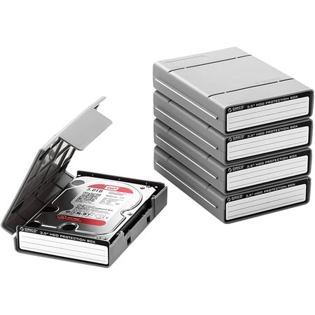 3.5 Inch Hard Drive Case Protective Box with Anti-Static ,Shockproof and Dustproof Function, Storage Case for HDD External Hard Drive Case,Gray,5 Pack-PHP35