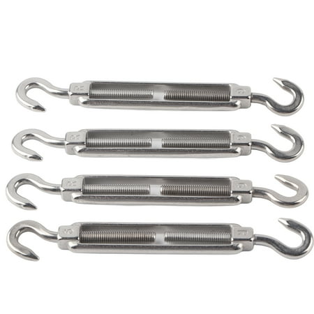 

4Pcs Hook to Hook Turnbuckle Stainless Steel Hardware Kit for Cable Wire Rope Tension M6