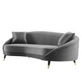 thumbnail image 1 of Sofa, Velvet, Grey Gray, Modern Contemporary Urban Design, Living Lounge Room Hotel Lobby Hospitality, 1 of 8
