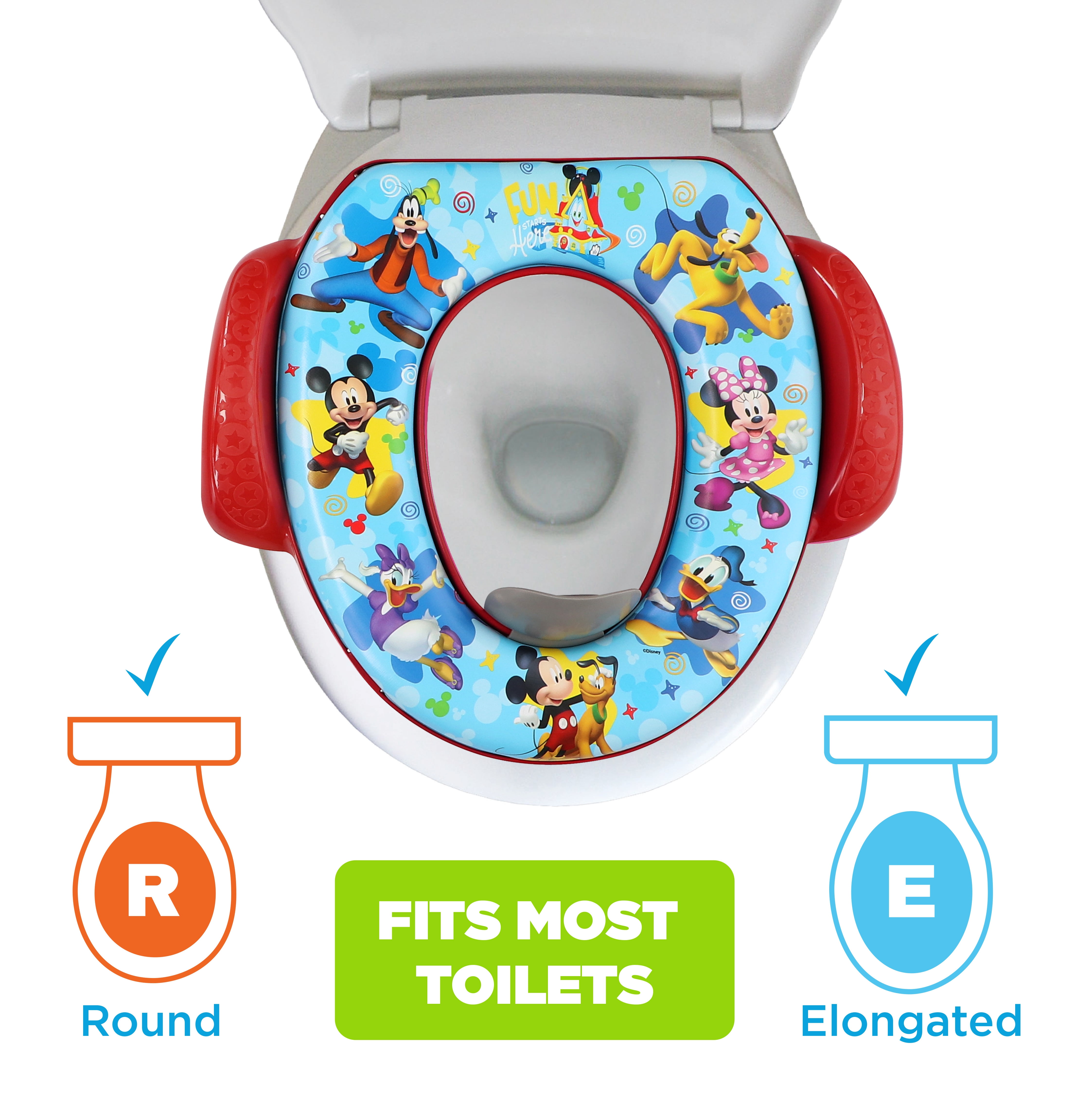 Disney Mickey Mouse "Fun Times" Soft Potty Seat with Potty Hook, Gender Neutral