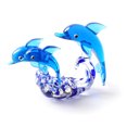thumbnail image 1 of Figuras coleccionables de delfines dobles de cristal, adornos de criaturas marinas, 1 of 5