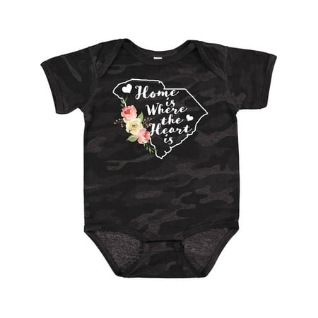 

Inktastic South Carolina Home is Where The Heart is with Watercolor Floral Girls Baby Bodysuit