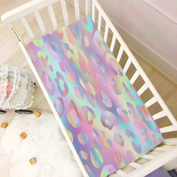 Wobogo Colorful Leopard Print Baby Crib Sheets Super Soft Microfiber Playard Sheet Fitted Design for Maximum Comfort and Safety 39×27×5in