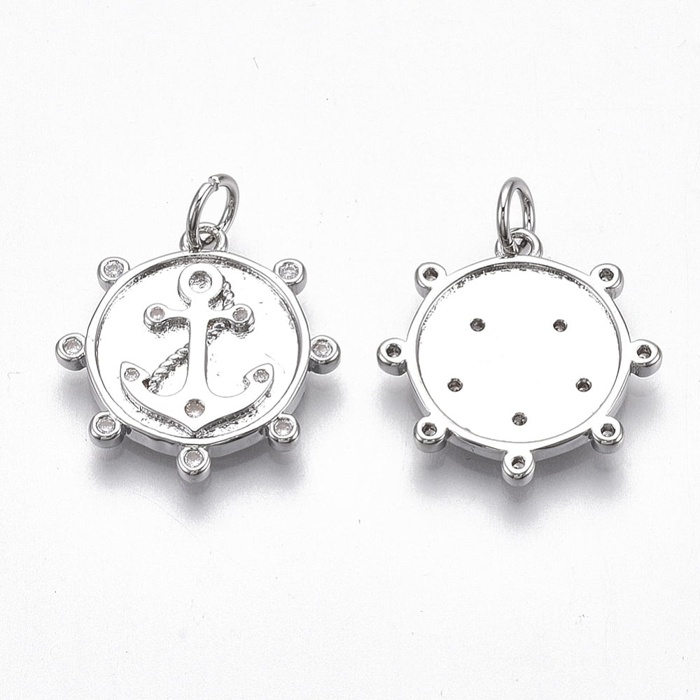 30 pc Brass Micro Pave Clear Cubic Zirconia Pendants Nickel Free Real Platinum Plated 18.5x18x2mm Jump Ring: 5x0.8mm Inner Diameter: 3mmDIY