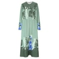 thumbnail image 6 of Kilaqueen Loose Fitness Abaya for Women Casual Long Sleeve Printed Maxi Dresses Lady Muslim Robe Crew Neck Lightweight A Line Dresses for Women, 6 of 8