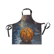 JSTEL Basketball Painting Art Apron with 2 Pockets for Women Men Adjustable Garden Bib