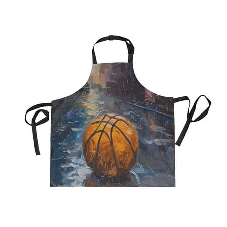 JSTEL Basketball Painting Art Apron with 2 Pockets for Women Men Adjustable Garden Bib