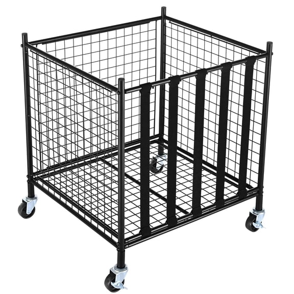 Rolling Sports Ball Storage Cart, Lockable Basketball Cage with Elastic Straps, Sport Equipment Holder Organizer for Indoor Outdoor, Steel Storage Rack for Garages, Playgroup, Gym and Schools