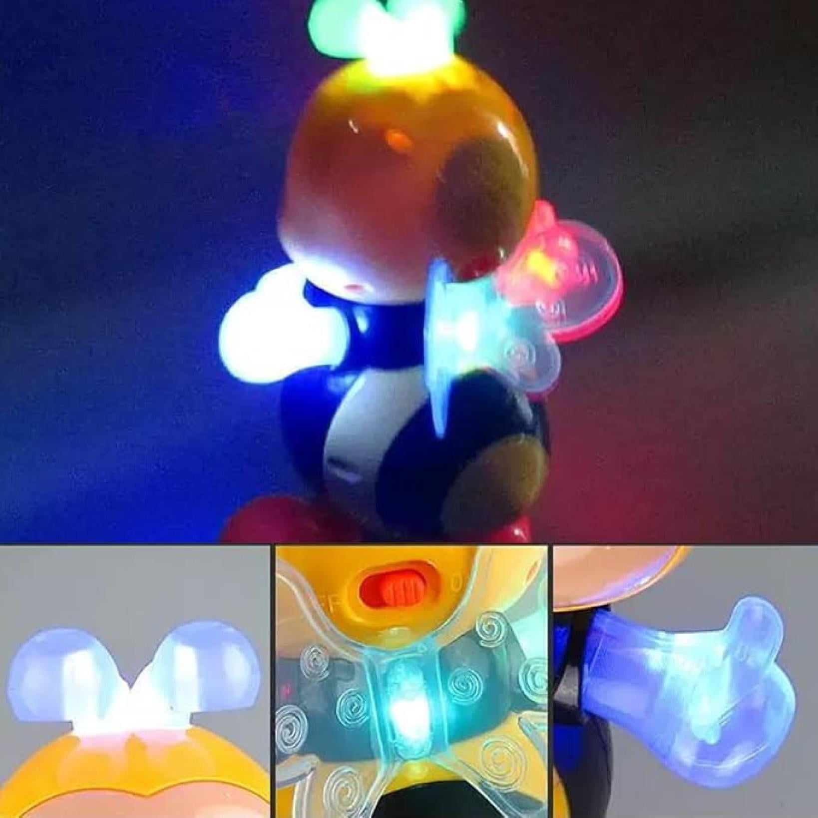 2 Pcs Baby Dancing Bee Toys, Light Up Sensory Toys for Kids with Music and Lights, Chewable Electric Travel Toys for Babies, Safe Developmental Montessori Toy (Abejita Juguete Musical)