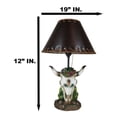 thumbnail image 3 of Rustic Western Cow Skull With Floral Succulents Feathers And Cactus Table Lamp, 3 of 11