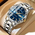 thumbnail image 2 of POEDAGAR Luxury Men Quartz Watch Waterproof Date Week Luminous Wristwatch Stainless Steel Men's Watches, 2 of 7