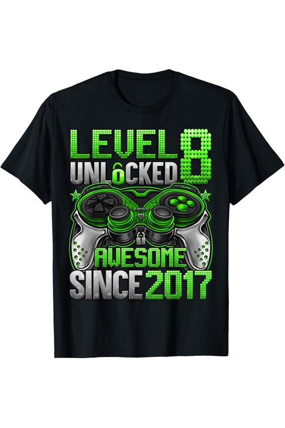 Level 8 Unlocked 8 Year Old Gifts For s 8Th Birthday Unisex T-Shirt S-5XL Best Birthday Gifts