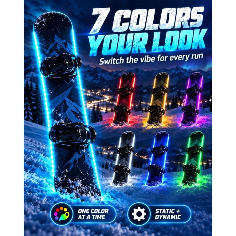 Led Snowboard LED Snowboard Edge Light Kit, RGB Snowboard Lights with 7 Color Options ...