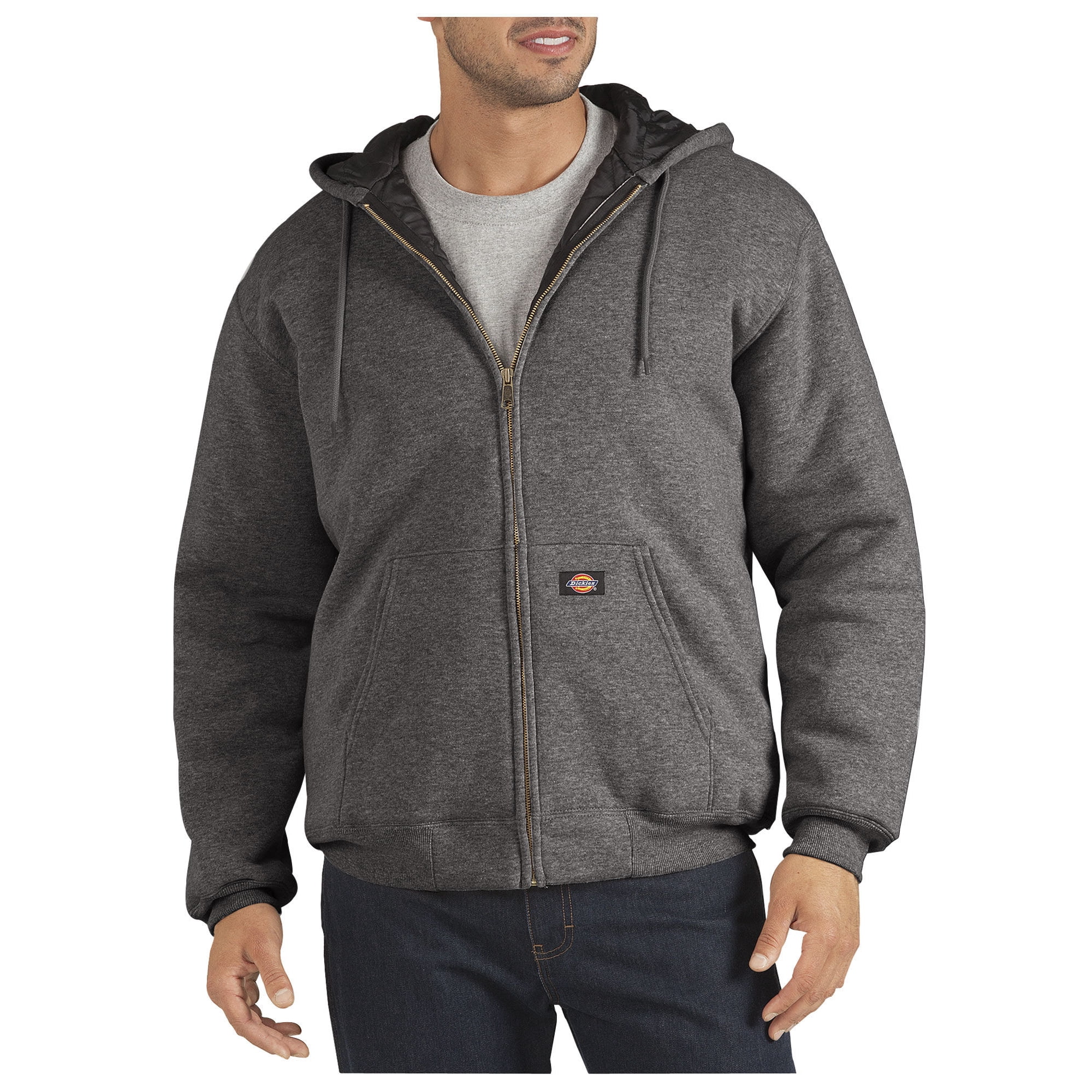 Dickies Mens Heavyweight Quilted Fleece Hoodie 2T Dark Heather Grey Walmart