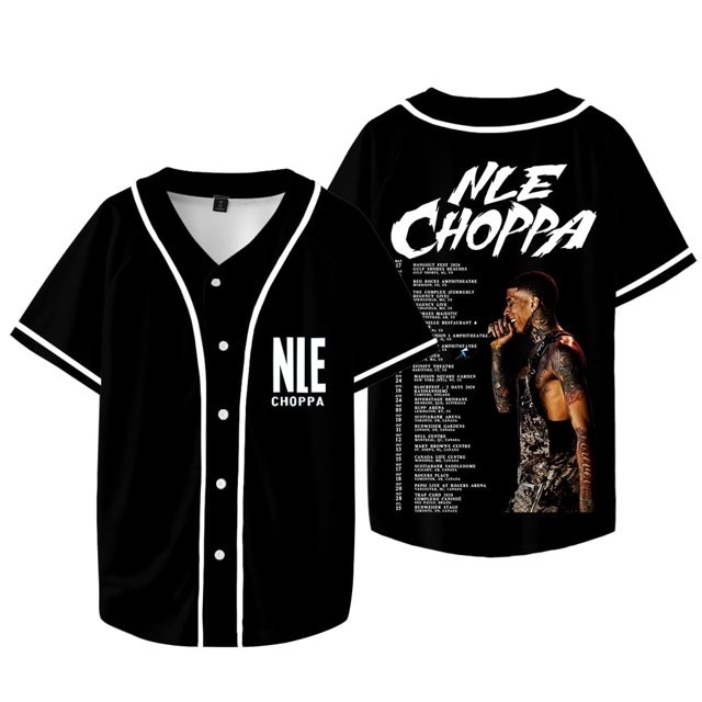 Veste de Baseball Logo NLE Choppa Rappeur 2024 T-Shirts de Tour Merch Femmes Hommes Mode Décontractée HipHop Tee,TTTG,style 2
