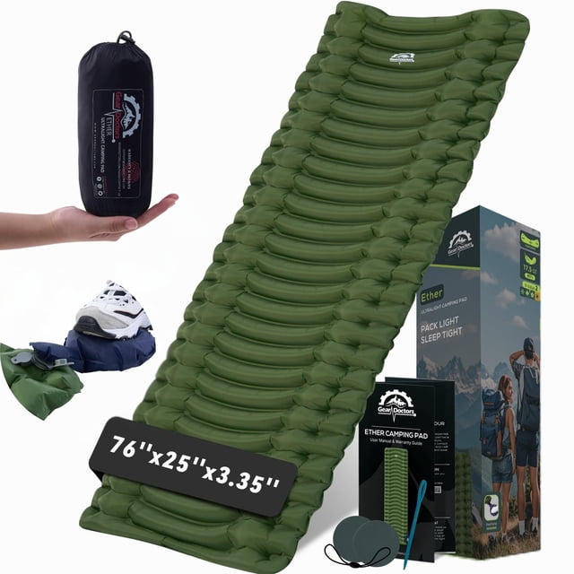 Almohadilla para dormir GearDoctors Ether Ultralight de 500 ml para acampar