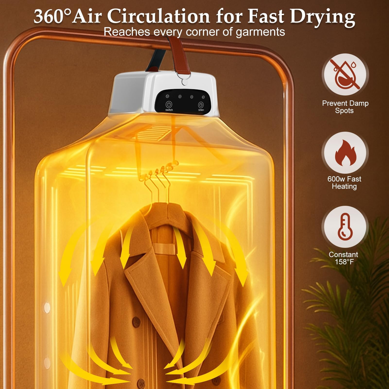 Portable Clothes Dryer, Mini Dryer for Clothes, Travel Small Cloth Dryers for Apartment, RV, Hotel, 140°F 300W Fast Electric Cloth Dryers with Adjustable Timer, Hold 7 Clothing(Gray)