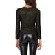 thumbnail image 3 of INSPIRAR CHIC Camiseta de Mujer de Manga Larga Brillante con Purpurina Metálica Negra Brillante, 3 of 6