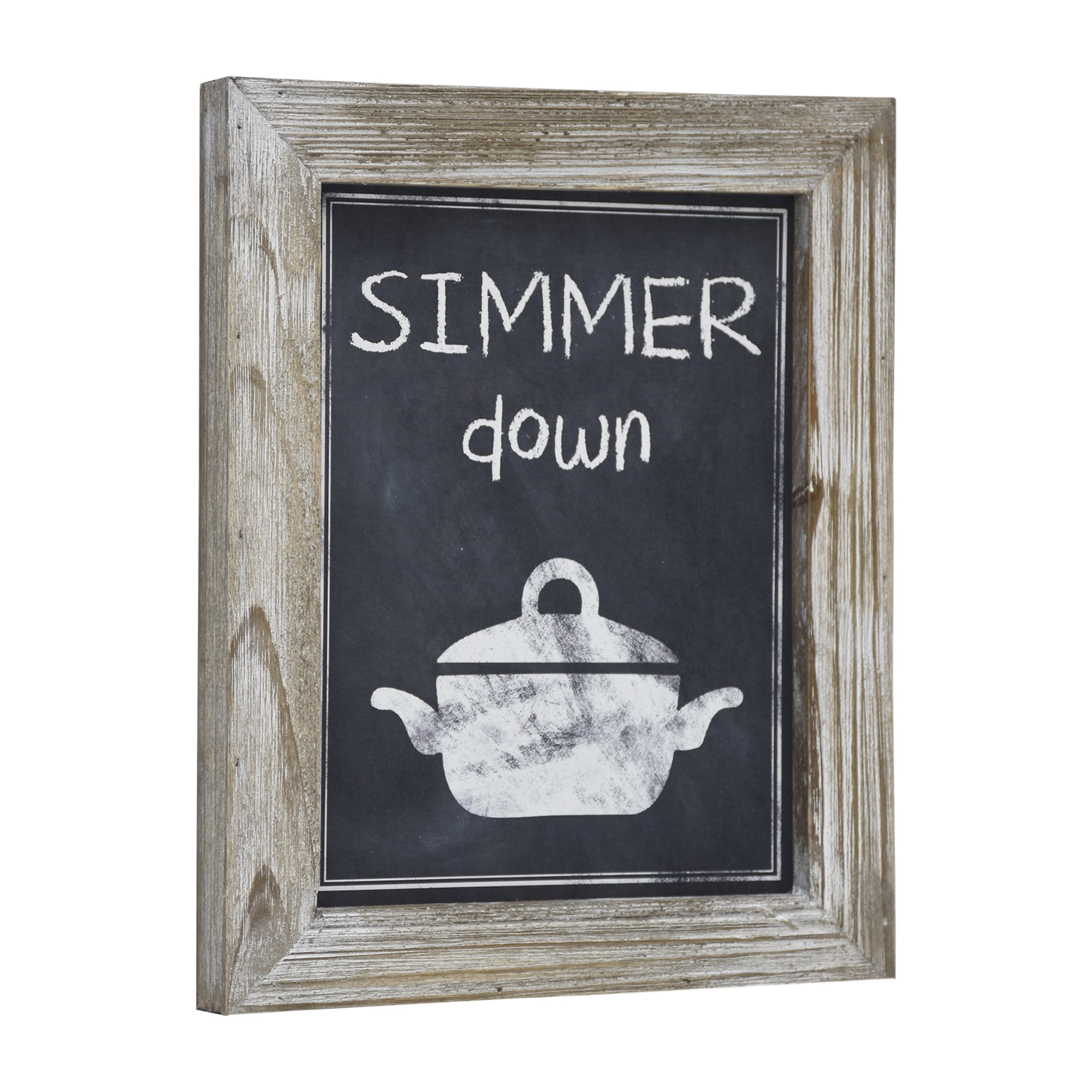 Parisloft Simmer Down Small Farmhouse Wood Framed Wall Kitchen Sign, Black, 10.9'H