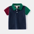 thumbnail image 2 of Tee Shirt Enfant Garçon Été Color Block Absorbant Respirant Polo Décontracté Marine 3 Ans-4 Ans, 2 of 4