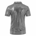 thumbnail image 4 of Yyeselk Men's 70s Disco Shirts Shiny Sequins Short Sleeve Button Party Shirt Hipster Nightclub Prom Costume T-Shirt Silver S, 4 of 4