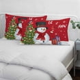 thumbnail image 3 of Christmas Red Pillow Covers, Linen Long Throw Pillow Case, Xmas Snowman Pine Tree Cardinal Bird Snowflake Holiday Pillow Protector Decorative Cushion Cover for Living Room/Bedroom 20" x 36", 3 of 8