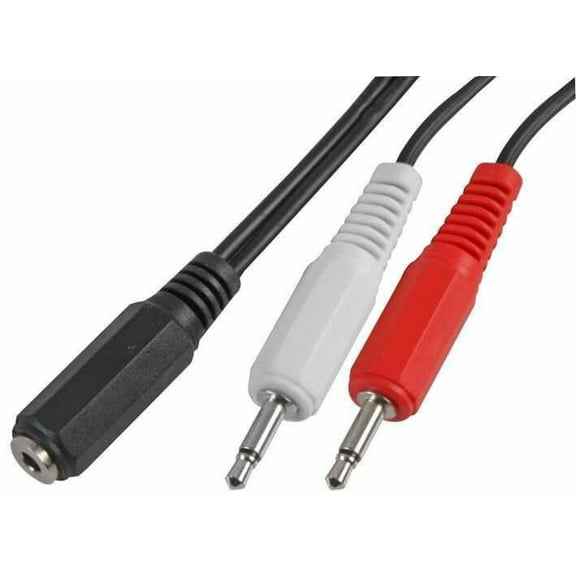 PRO SIGNAL 3.5mm Stereo Jack Socket to 2x 3.5mm Mono Jack Plugs Lead, 1.5m Black