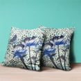 thumbnail image 3 of Three Roses with Butterfly Throw Pillow with Removable Cover in Indigo Blue Dark Green 18x18, 3 of 9