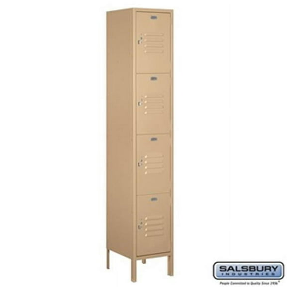 Salsbury 54165TN-A 1 x 6 x 15 in. Four Tier Extra Wide Standard Metal Locker, Tan - Assembled