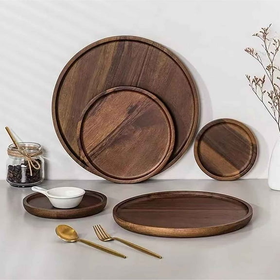 Solid Wood Serving Tray | Multipurpose Walnut Snack & Dessert Platter | Fruit, Salad, Candy Serving Dish | Household Kitchen & Dining Room Storage Tray