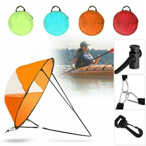 Kayak Wind Sail, Foldable Downwind Sail with Clear Window Kayak Wind Sail Kayak Accessories for Kayaks, Canoes, Green