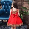 thumbnail image 4 of FYMNSI Flower Girl Dress Kids Baby V-neck Sequin Bowknot Sleeveless A-line Short Tutu Princess Wedding Bridesmaid Birthday Party Pageant Evening Dress Formal Occasion Clothes 7-8 Years Red, 4 of 7