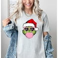 thumbnail image 2 of Moonlight Apparel Funny Christmas T-Shirt for Women & Men Cute Green Character Bubblegum Santa Hat Tee Trendy Holiday Graphic Shirt Unisex Short Sleeve Top, 2 of 6