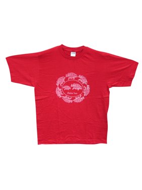 Mogul Unisex T-Shirt Red Elephant Print Short Sleeves Yoga Tshirt