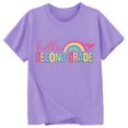thumbnail image 4 of Curuila Children Girls Tops Fashionable Casual Letter Print Crew Neck Short Sleeved T Shirt For Childrens Back To School Season Purple Size 8-9 Years, 4 of 4