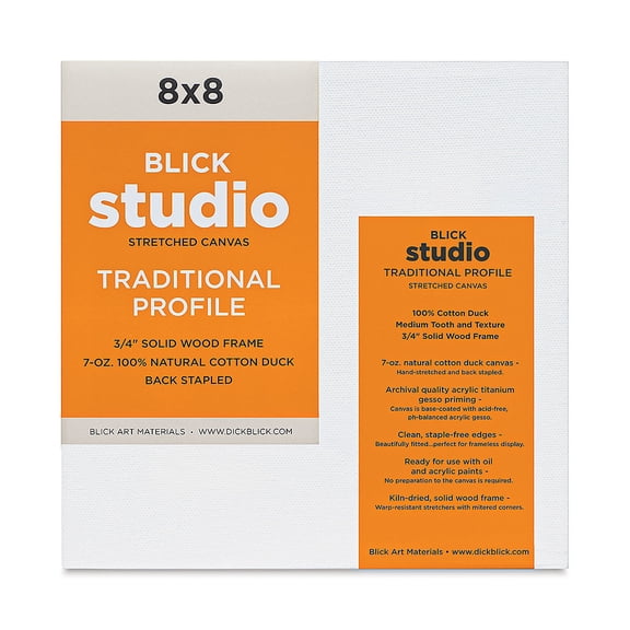 Blick Studio Stretched Cotton Canvas - Traditional Profile, 8" x 8"