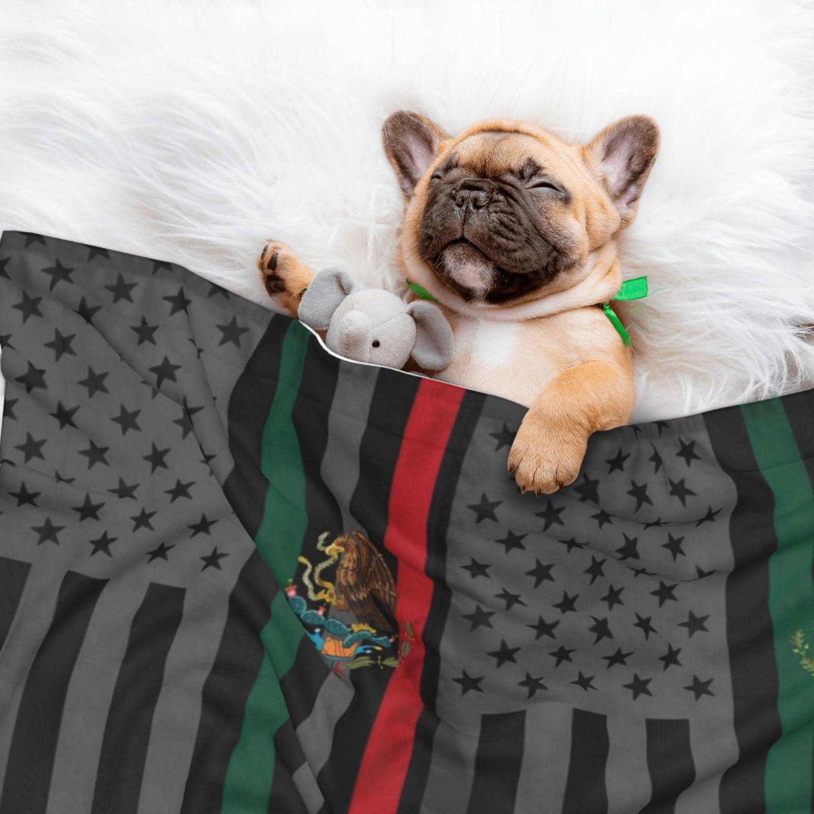 Mexico-America-Flag Dog Blanket Soft Warm Flannel Cat Blanket Great Pet Throw for Cats Puppy Small Medium Large Dog