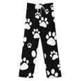 thumbnail image 3 of Paw Print Pattern Black White Pajama Pants Comfortable Elastic Waist Pajamas Fashion Sleepwear Bottoms Plus Size Homewear, 3 of 6