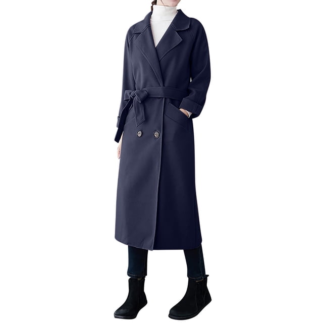 Birdeem Women's Solid Color Lapel Pocket Button Long Woolen Coat Jacket Cardigan Jacket