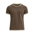 thumbnail image 3 of Mens Summer Casual Linen T Shirts Solid Color Crewneck Tees Short Sleeve Pullover Lightweight Daily Tops Coffee XL, 3 of 5
