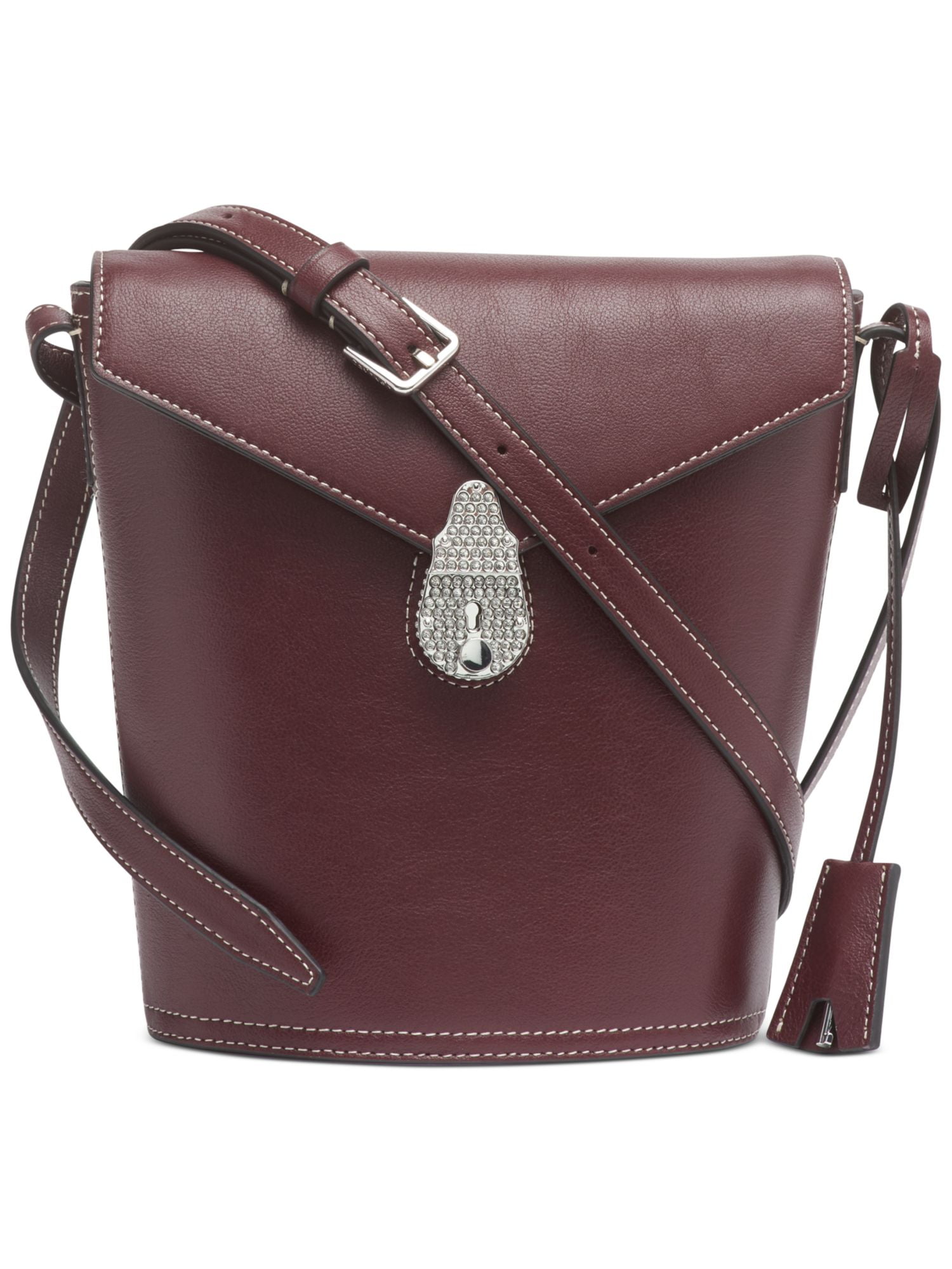 CALLAWAY Women's Burgundy Rhinestone Leather Adjustable Strap Crossbody