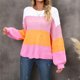 thumbnail image 1 of Suéter Suéter de bloque de color para mujer Suéter de retales de punto casual Suéter Tops Cgtredaw Rosa T XL para Mujer, 1 of 9