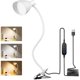thumbnail image 1 of Lámpara de mesa LED con pinza para cama infantil, regulable, apagado automático, rotación flexible de 360° y función de memoria (blanca)., 1 of 5