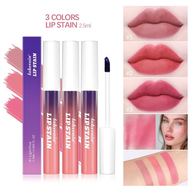 OGEYERO-Juego de brillo de labios, resistente al agua, de larga duración, color rosa, Natural
