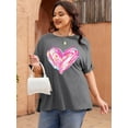 thumbnail image 4 of XCHQRTI Womens Oversized Love Shirt Half Sleeve Summer Tee Graphic Valentine's Day Plus Tops, 4 of 7